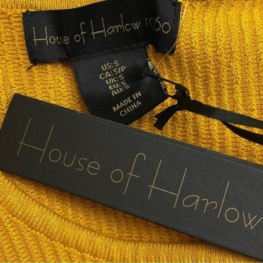 NEW House of Harlow Yellow Rib-knit Body-con Dress Size Small - Picture 6 of 7